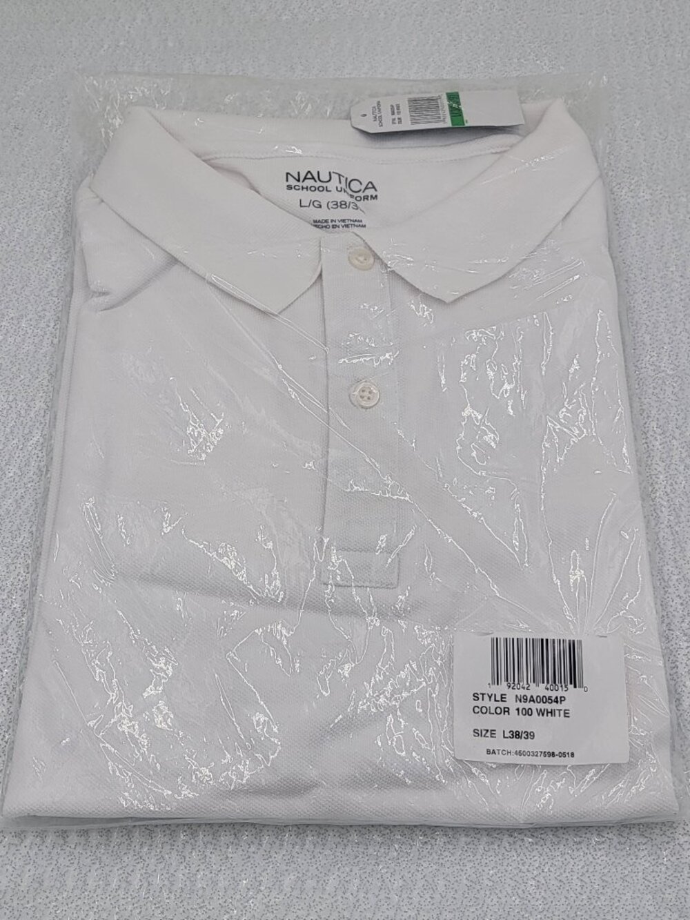 Nautica Young Men Uniform Short Sleeve Double Pique Polo L (38-39) White